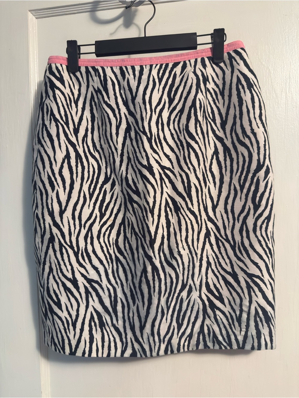 Cynthia Steffe Black and White Zebra Pencil Skirt with Pink Waistband